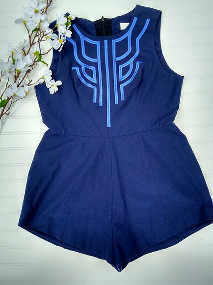 cameo Other - Cameo navy romper with blue embroidery sz L